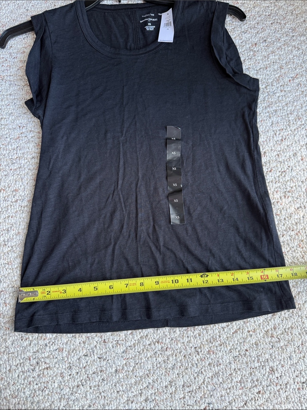 Banana Republic Black Sleeveless Tank Top Malibu tee shirt roll sleeve slub - Picture 7 of 8